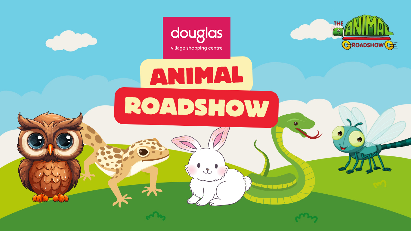 Join us for the Animal Roadshow in Douglas Village . Meet Rabbits Snakes, lizards, owls and creepy crawlers. Saturday the 30th of of March 11am - 2pm Free entry.